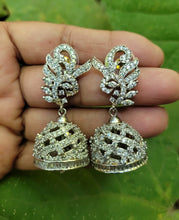 Load image into Gallery viewer, Gemzlane cz diamond Jhumki earrings