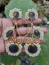 Load image into Gallery viewer, Gemzlane Stone Pearl danglers Earrings