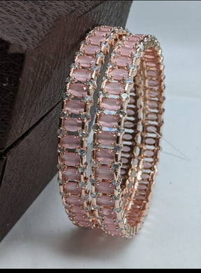 Gemzlane Pink diamond CZ Rosegold Bangles