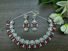 Load image into Gallery viewer, Gemzlane  Red cz diamond Necklace set