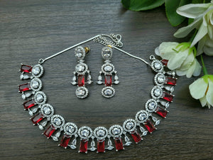 Gemzlane  Red cz diamond Necklace set