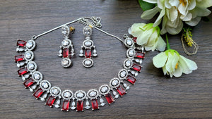 Gemzlane  Red cz diamond Necklace set