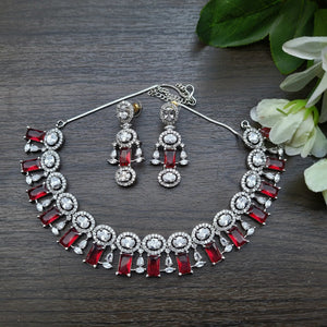 Gemzlane  Red cz diamond Necklace set
