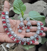 Load image into Gallery viewer, Gemzlane  Red cz diamond Necklace set