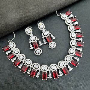 Gemzlane  Red cz diamond Necklace set