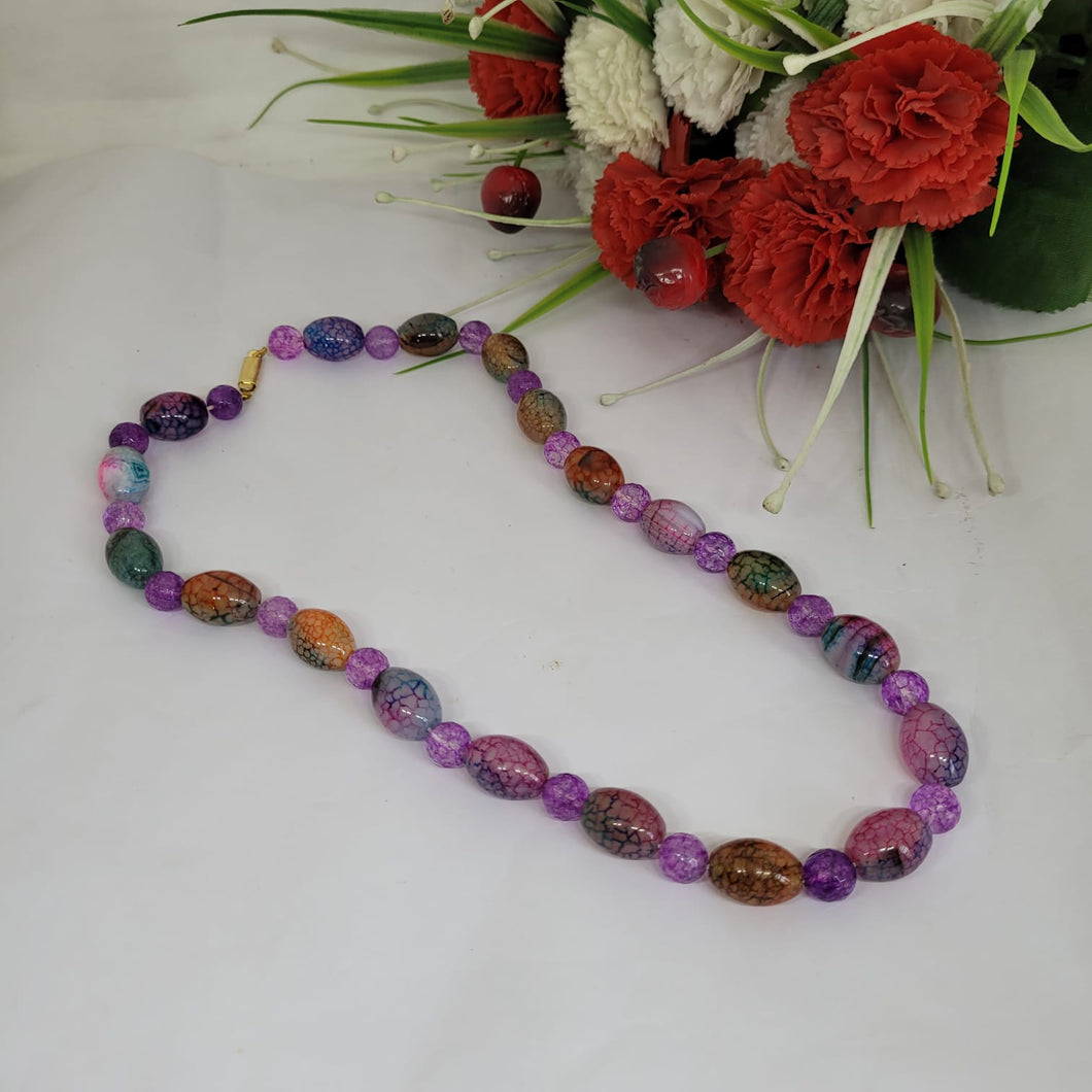 Gemzlane Purple stone Agate Beaded necklace