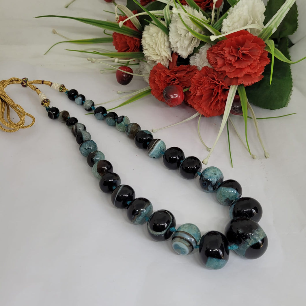 Gemzlane Blue Black stone  Beaded necklace