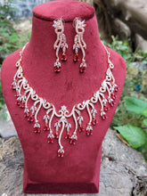 Load image into Gallery viewer, Niharka Red Rosegold Diamond Necklace Set