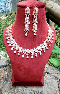 Nancy White Rosegold Diamond Necklace  Set