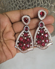 Load image into Gallery viewer, Ridhima Red diamond dangler Earrings