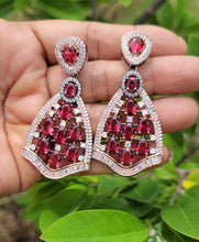 Load image into Gallery viewer, Ridhima Ruby Victorian diamond dangler Earrings