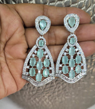 Load image into Gallery viewer, Ridhima Aquagreen diamond danglers Earrings