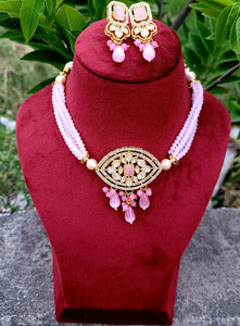 Tayani Kundan Pink Choker diamond Necklace Set