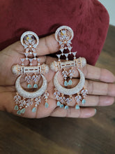 Load image into Gallery viewer, Aparna Aqua green diamond danglers Earrings