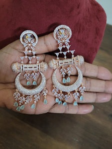 Aparna Aqua green diamond danglers Earrings