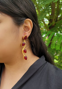 Gemzlane Red stone danglers Earrings
