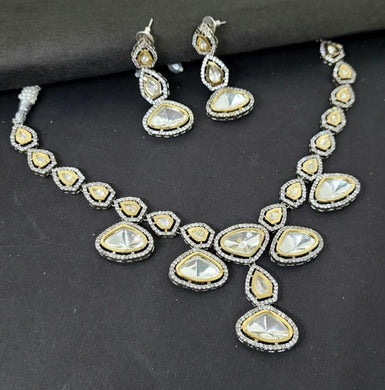 Gemzlane Ambica Fusion Kundan Polki Diamond Necklace Set