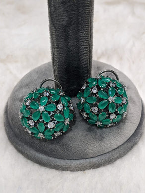 Shrishti diamond Green Ball Studs Earrings
