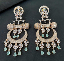 Load image into Gallery viewer, Aparna Aqua green diamond danglers Earrings