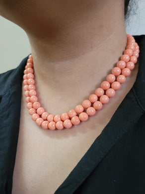 Double Layered Peach pearl fashion necklace