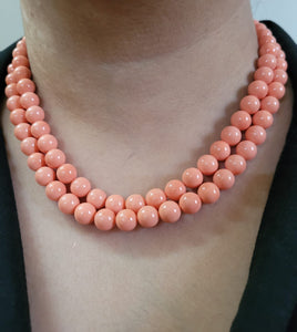 Double Layered Peach pearl fashion necklace