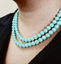 Load image into Gallery viewer, Double Layered Light Blue pearl fashion necklace