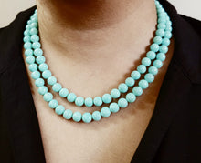 Load image into Gallery viewer, Double Layered Light Blue pearl fashion necklace