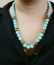 Load image into Gallery viewer, Designer Light Blue pearl fashion necklace