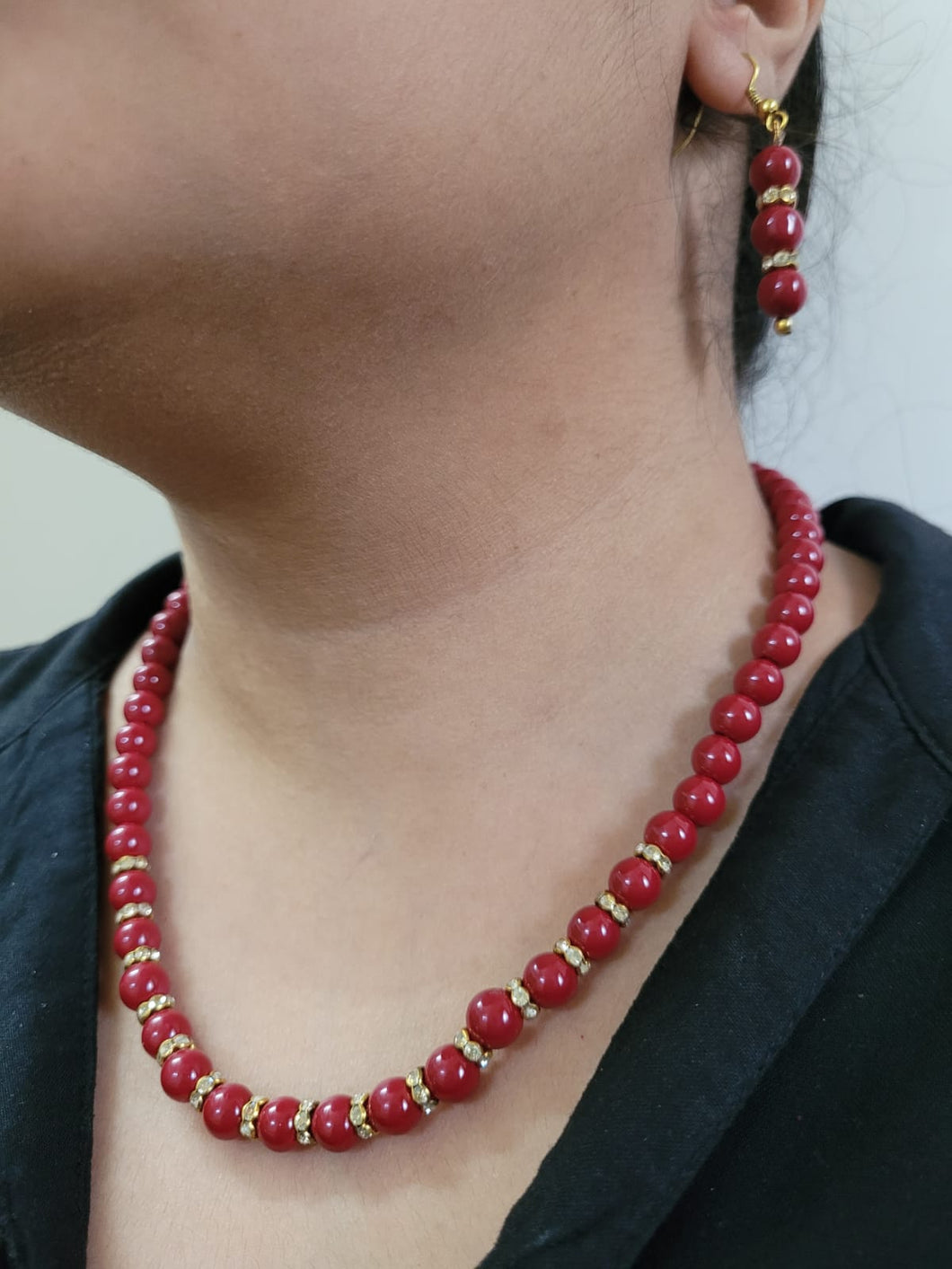 Fancy Red pearl fashion necklace Set