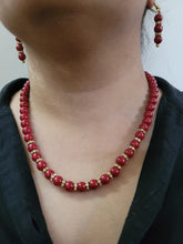 Load image into Gallery viewer, Fancy Red pearl fashion necklace Set