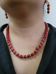 Fancy Red pearl fashion necklace Set