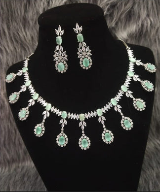 Mitushi Aquamarine Diamond Necklace Set