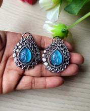 Load image into Gallery viewer, Blue Stone diamond Studs Earrings