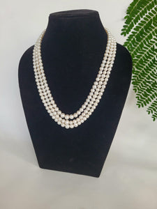 Gemzlane Real Pearls Triple Layered Necklace