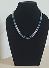 Load image into Gallery viewer, Blue Sapphire Precious Gemstone Shaded Double line Necklace