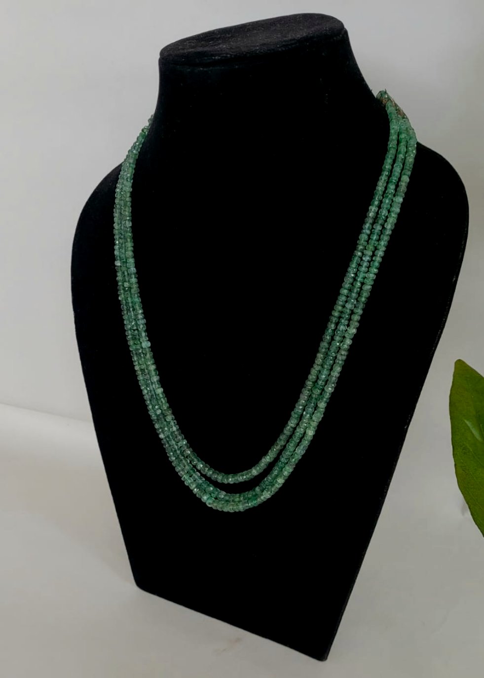 Natural Precious Green Emerald Layered Gemstone Necklace