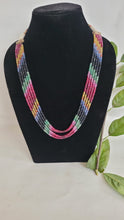 Load image into Gallery viewer, Precious Multigemstone 5 strands  Ruby Emerald Sapphire Rainbow Necklace