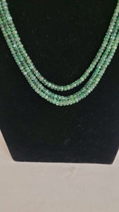 Natural Precious Green Emerald Layered Gemstone Necklace