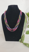 Load image into Gallery viewer, Precious Multi gemstones 5 strands  Ruby Emerald Sapphire  multi line Rainbow Necklace