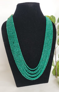 Natural Precious Green Onyx 8 Layered Gemstone Necklace