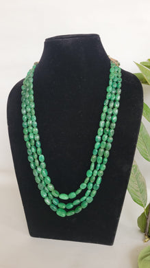 Natural Green Emerald maniya  ovals precious Gemstone Layered Necklace