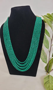 Natural Precious Green Onyx 8 Layered Gemstone Necklace