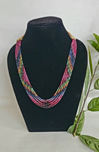 Load image into Gallery viewer, Precious Multi gemstones 5 strands  Ruby Emerald Sapphire  multi line Rainbow Necklace