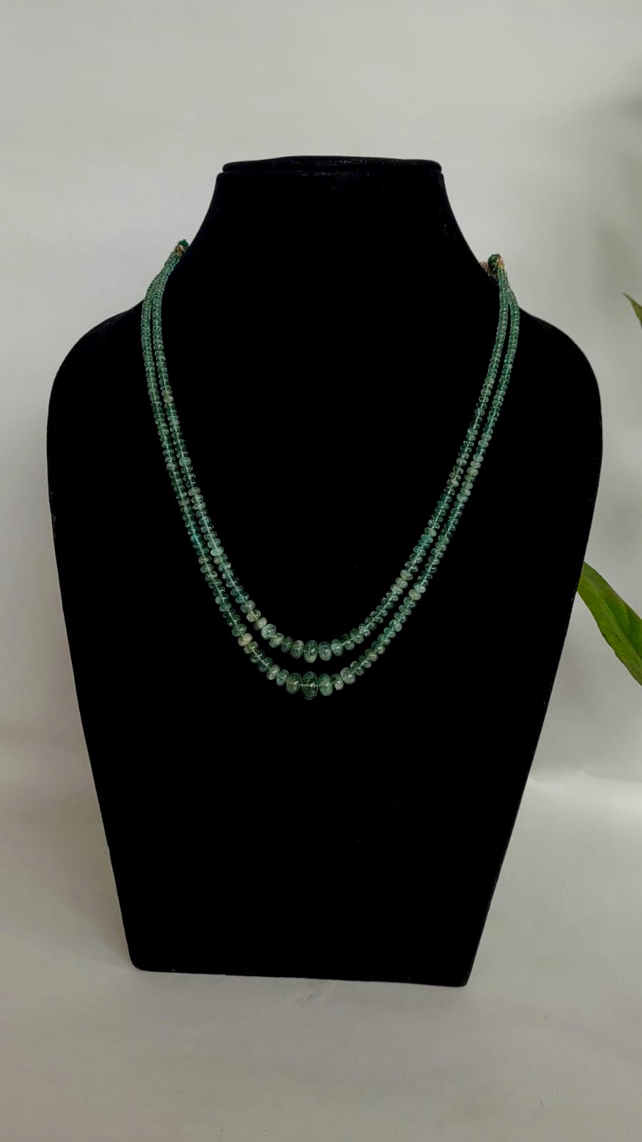 Natural Precious Green Uncut Emerald Layered Gemstone Necklace