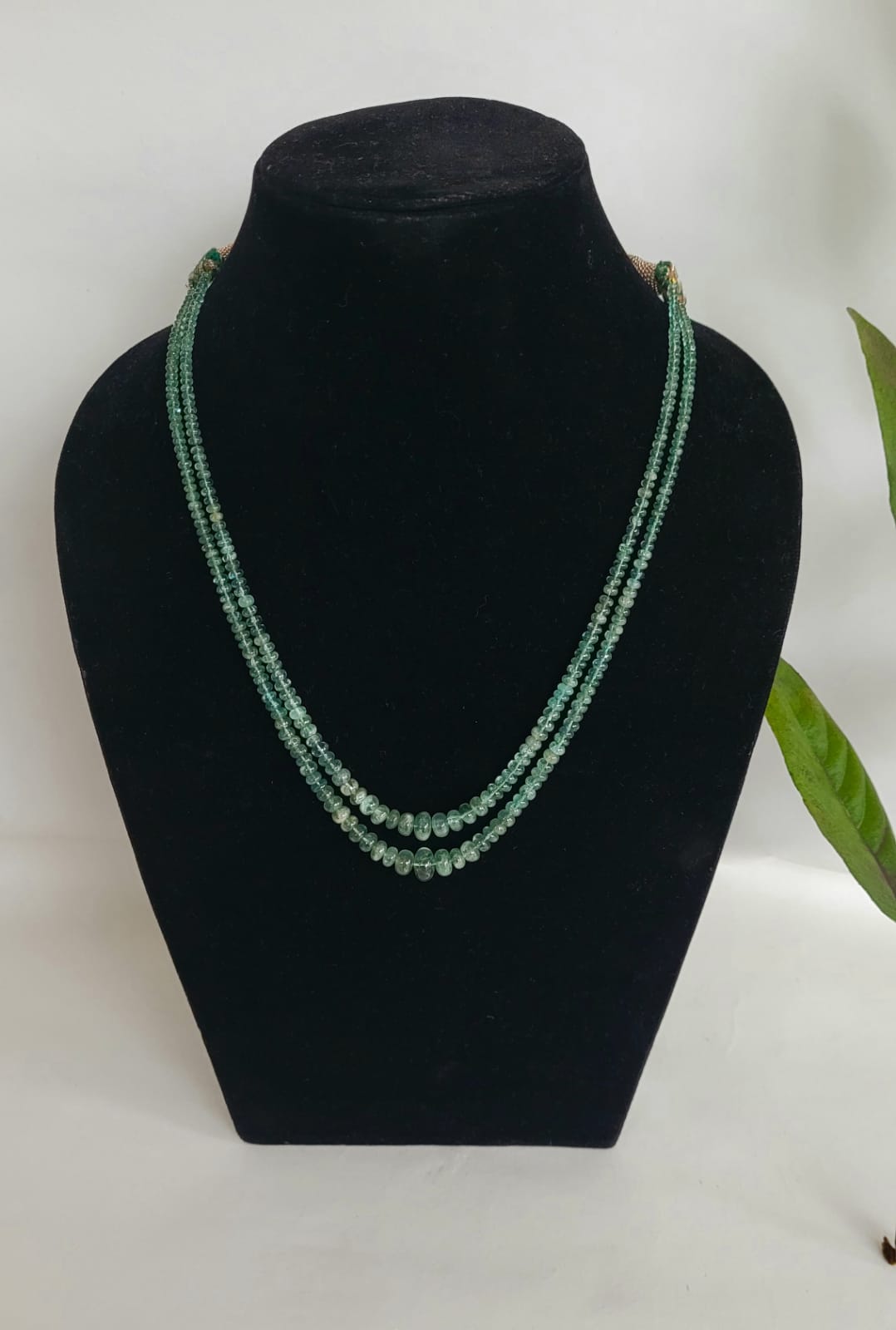 Natural Precious Green Uncut Emerald Layered Gemstone Necklace Gemzlane