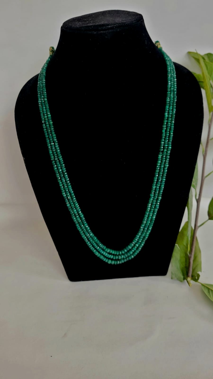Natural Precious Green Emerald Layered Gemstone Necklace
