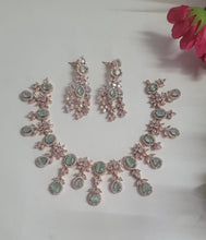 Load image into Gallery viewer, Anishaa Aqua green Cubic zirconia  Diamond Necklace set