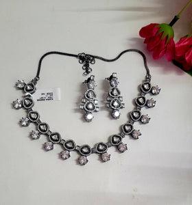 Gemzlane Fusion Victorian Kundan Diamond Necklace Set