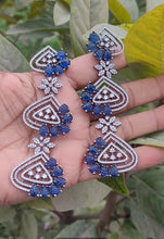 Load image into Gallery viewer, Selena Blue Stone Diamond Danglers earrings