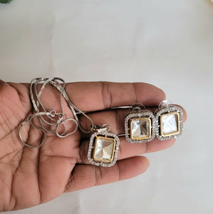 Fusion Kundan  Diamond Pendant Necklace Set